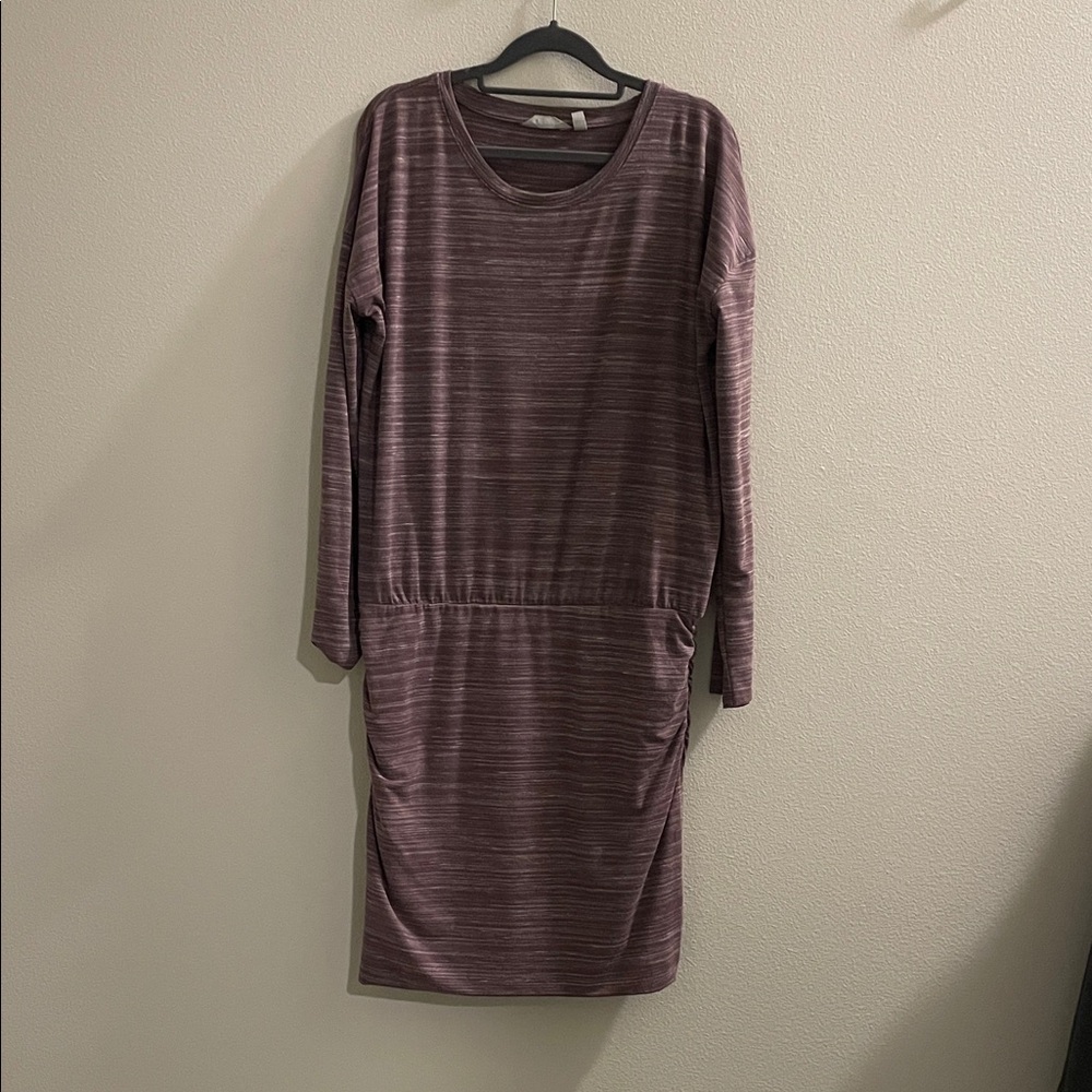 Athleta Mauve Striped Long-Sleeve Knit Dress